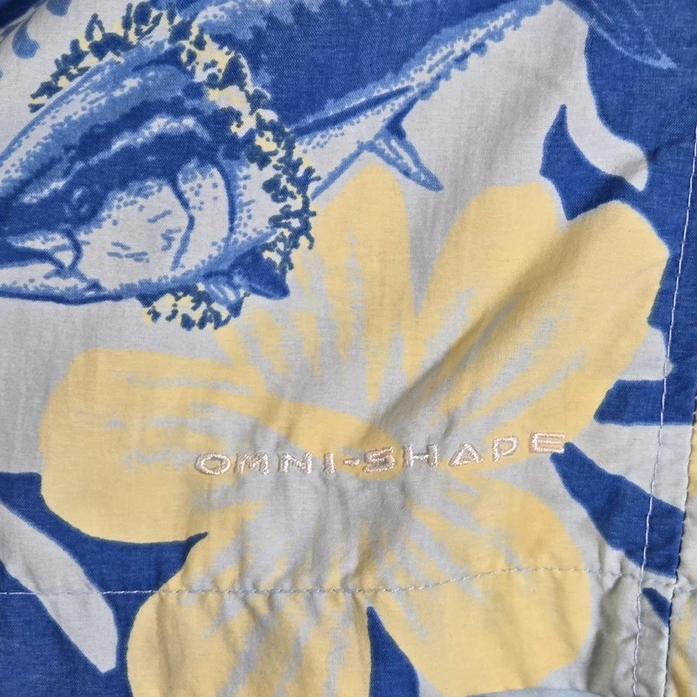 Columbia PFG Mens Lined‎ Trunks Large Blue Hawaiin Cargo Swim Trunks Omni-Shade